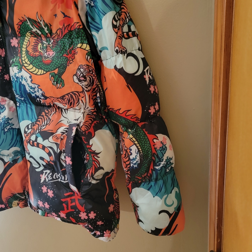 Reason Dragon Tiger Puffer Jacket size L - Picture 10 of 11